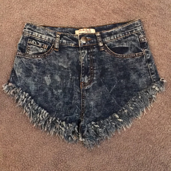 Saga hi waisted fringe jean shorts - Picture 1 of 2